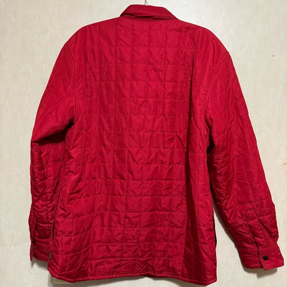 Chaps Solid Red Quilted Lightweight Snap Button Shirt Jacket - Picture 4 of 5